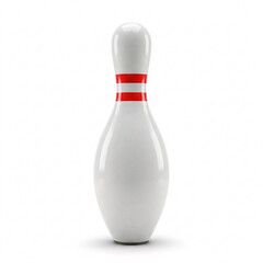 White bowling pin with two red stripes in the middle, isolated on white