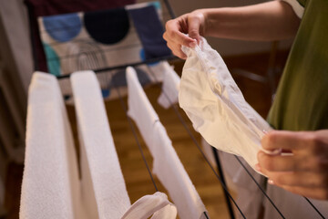 Obraz premium Laundry Day Freshly Cleaned Underwear Elegantly Hanging Outside to Dry in the Sun