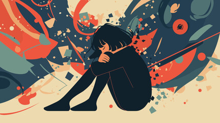 Emotional Burden: A solitary figure embodies the weight of inner struggles, the artistic rendering of vulnerability and introspection.