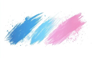 Abstract paint strokes in three horizontal bands of light blue, light blue, and pale pink, with splatters of color