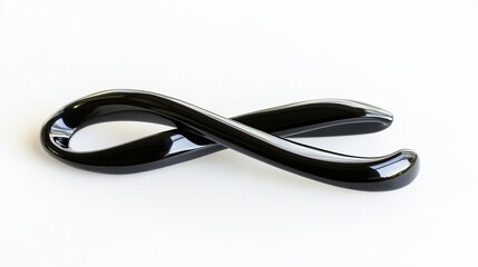 Abstract black shiny infinity symbol design modern art 3d dark loop line curve shape twirl image