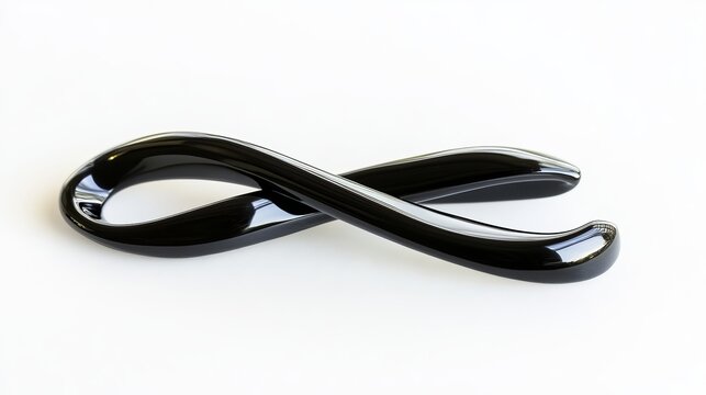 Abstract black shiny infinity symbol design modern art 3d dark loop line curve shape twirl image