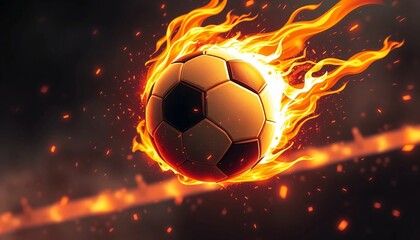 Naklejka premium soccer ball in fire