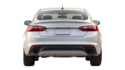car with back view isolated on transparent white background, clipping path