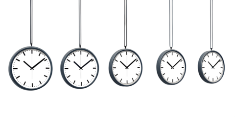 Minimalist Hanging Clocks Showing Different Time Zones