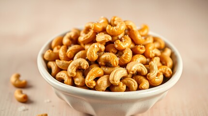Roasted Cashews with Sea Salt in a Ceramic Dish
