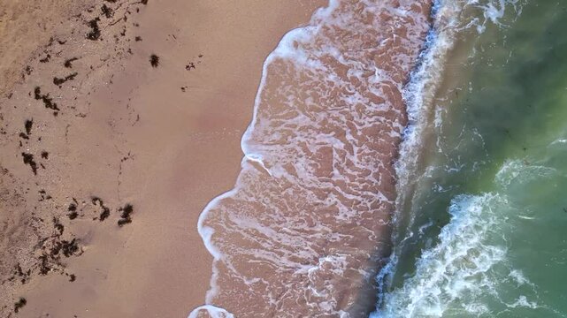 Serene Tropical Ao Kao Beach, Lush Greenery. Smooth aerial view flight drone