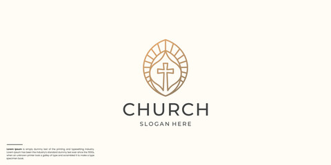 Religious church cross christian luxury logo design.