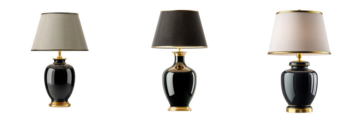 Elegant Table Lamps Collection with Unique Shades Isolated on a Transparent Background
