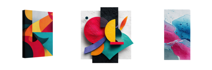 Abstract Composition with Colorful Shapes and Textures for Art Isolated on a Transparent Background