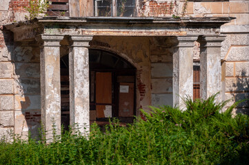 An abandoned historic old manor and palace in Maciejowice in Poland