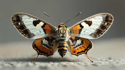 Close-Up View of Colorful Butterfly with Intricate Patterns and Vibrant Colors, Showcasing Nature's Beauty on a Soft Background