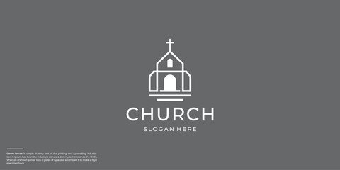 Obraz premium church silhouette minimal logo icon designs.