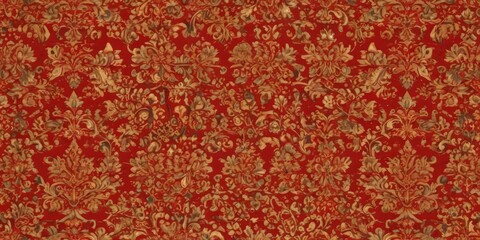 Intricate red & gold damask, regal seamless vector pattern , vector, design