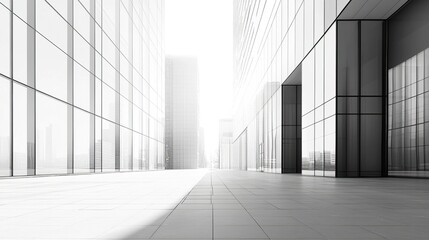 Obraz premium Small contemporary office building with clean architectural lines, the clear sky emphasizing its minimalist and modern aesthetic. 