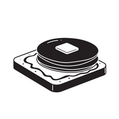 Isometric Illustration of Pancakes with Butter on Toast