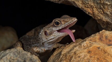 Close-up of a Lizard in a Cave