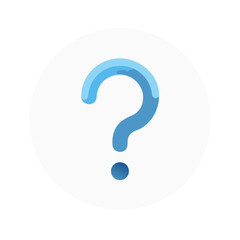 Gradient blue question mark icon on white circular backdrop