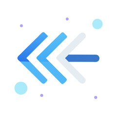 Three blue arrows pointing right with dots