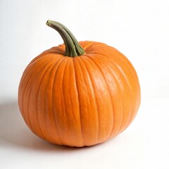 Obraz premium Ripe orange pumpkin with stem, isolated on a white background.
