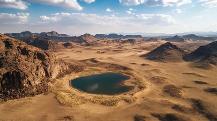 Fototapeta premium Awe-Inspiring Desert Landscape with Hidden Oasis