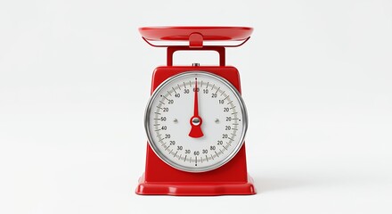 Red kitchen scale on white background