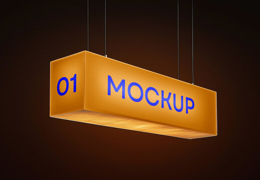 Hanging Lightbox Sign Mockup &ndash; Ceiling-Mounted Illuminated Display for Indoor Storefront Branding