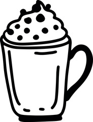 Coffee, latte sketch. Drawing, engraving, ink, line art, vector