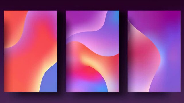 Holographic colorful gradient poster frame background set, Minimal abstract templates for product framing, text overlay, branding visuals, seasonal ads and modern creative design, video