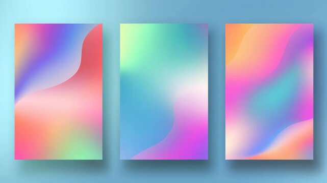 Summer themed colorful gradient poster frame background set, Minimal abstract templates for product framing, text overlay, branding visuals, seasonal ads and modern creative design, video