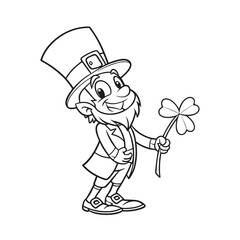 a black line art drawing leprechaun vector art silhouette
