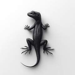 Naklejka premium Sleek Black Lizard On White Background High Resolution Photo