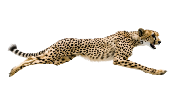 Cheetah Runs At Full Speed Its Legs  isolated on a transparent background