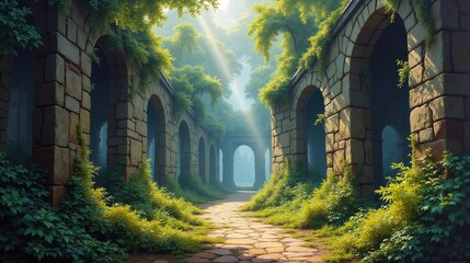 Fototapeta premium Mystical Exploration Amidst Ancient Relics
