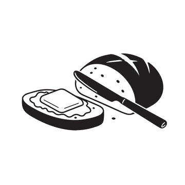 bread slice with butter and knife clip art preview
