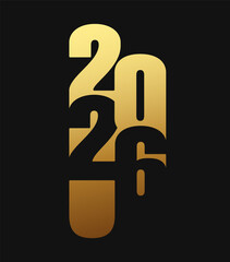 Stylish and Elegant 2026 Logo Design Featuring Gold Elements on a Classic Black Background
