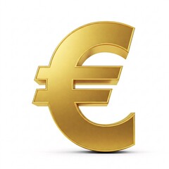 Obraz premium A golden euro symbol, isolated on a white background.