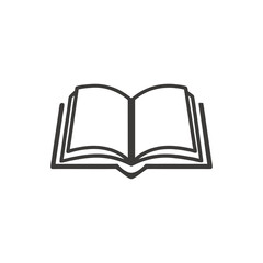 open book line drawing on white background