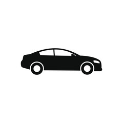 sleek black sedan car side profile icon