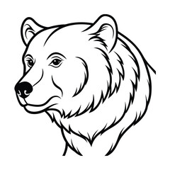 a black line art grizzly bear vector art silhouette
