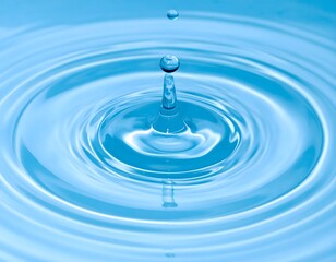 Water Droplet Impact Ripples, Splash, Clean, Aqua, Blue, Pure, Refreshing, Liquid, Nature, Abstract, Wave, Background, Macro.