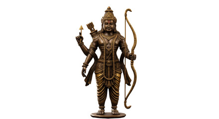 Lord Rama with arrow Golden Statue Isolated on transparent background, Lord Rama Statue PNG 