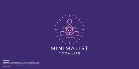 Meditation line icon yoga human abstract design.