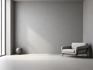 Modern Empty Minimal Room with Gray Wall - Simple and Elegant Interior Design