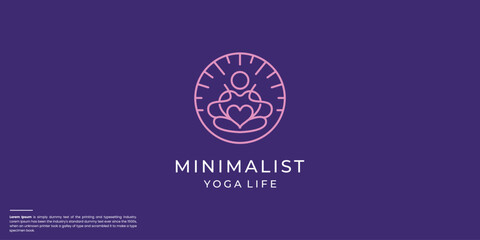  Minimalist of Yoga, Zen and Meditation logos, linear icons and elements.