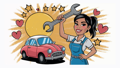 girl with car
