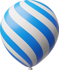 Realistic white inflated balloon in blue stripes, festive American Independence day celebration 3d vector decoration