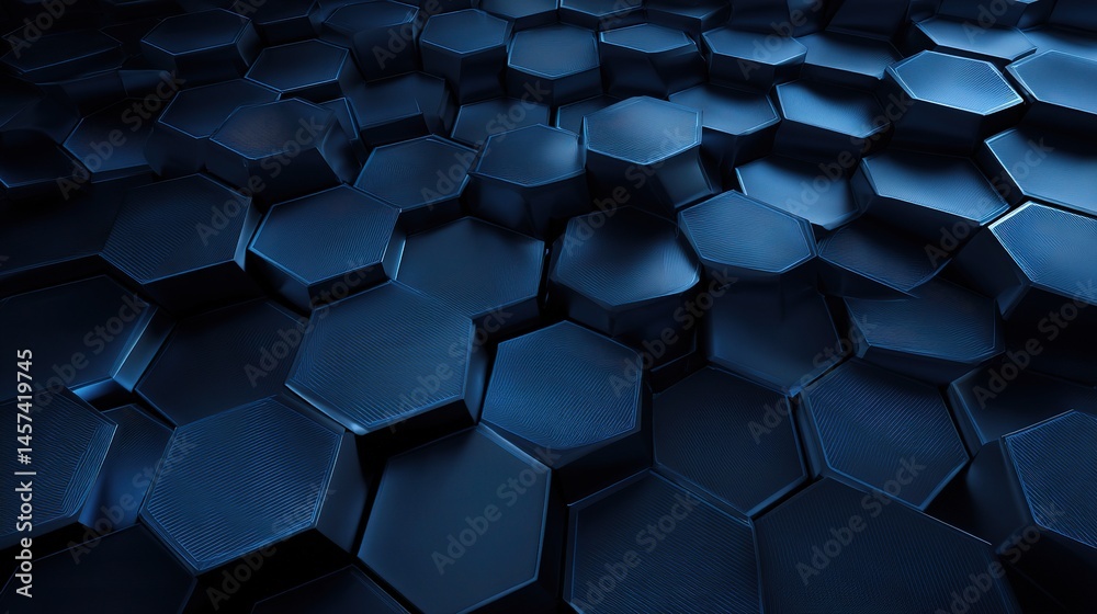 Poster dark blue hexagonal patterns close up with repeating design elements