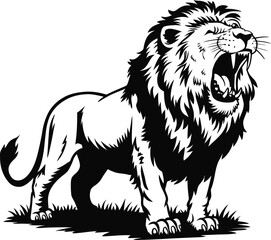 Obraz premium Majestic lion head vector illustration, a wild feline design
