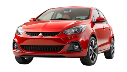 red car isolated on transparent white background, clipping path